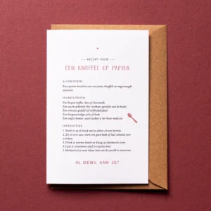 Beterschapskaart Een knuffel op papier met een recept om je beter te voelen.